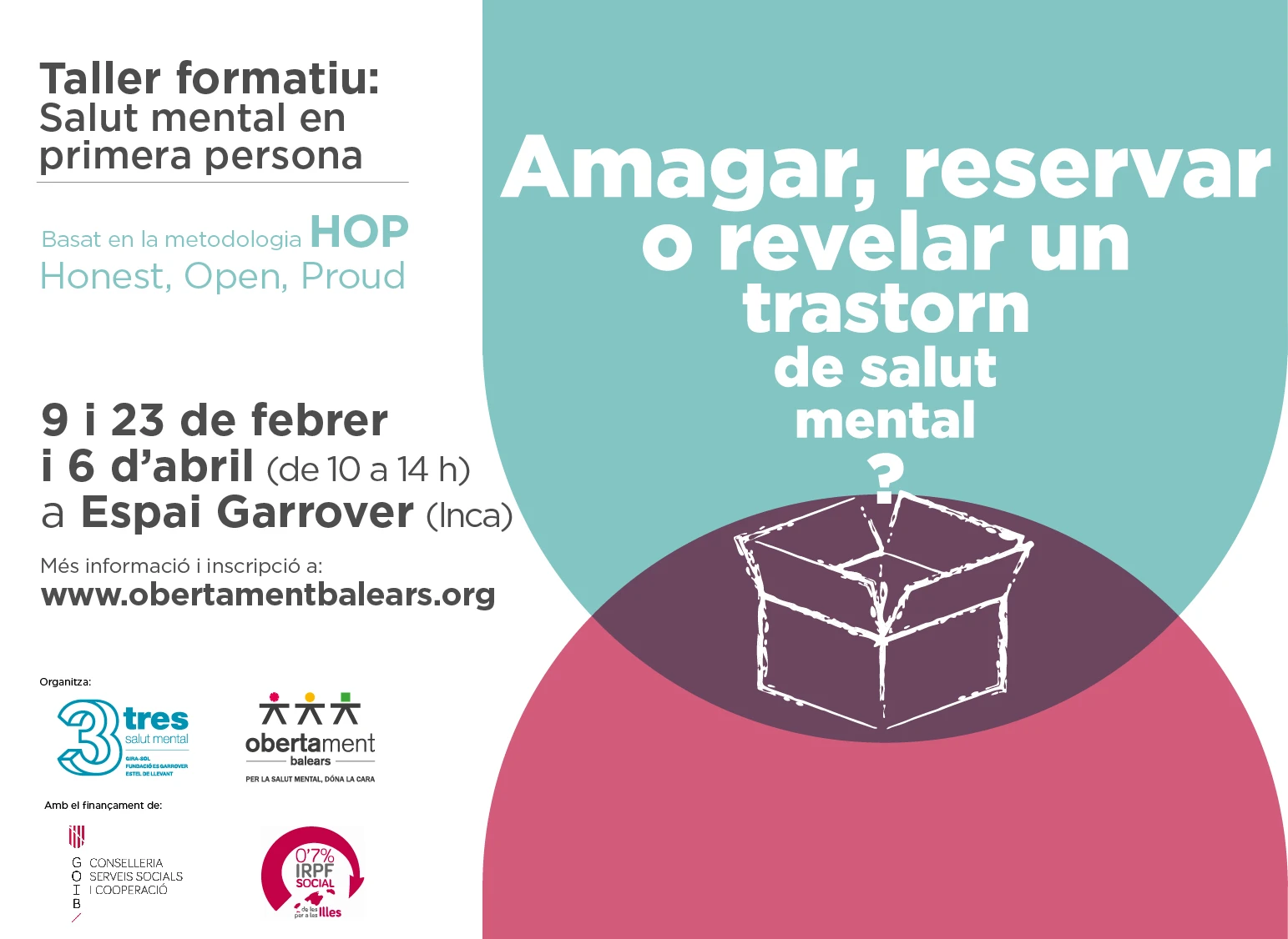 Nuevo taller formativo: ¿esconder, reservar o revelar un trastorno de salud mental?