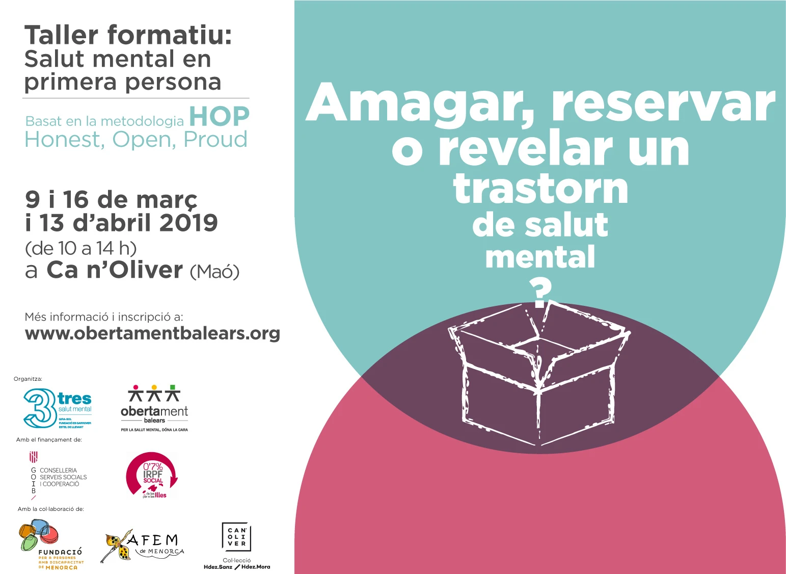 Primer taller formativo en Menorca: ¿esconder, reservar o revelar un trastorno de salud mental?